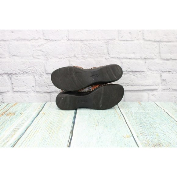 Clarks Hayla Flute  Brown Leather Ankle Strap Wedge Sandals Size 7 M - Picture 9 of 9